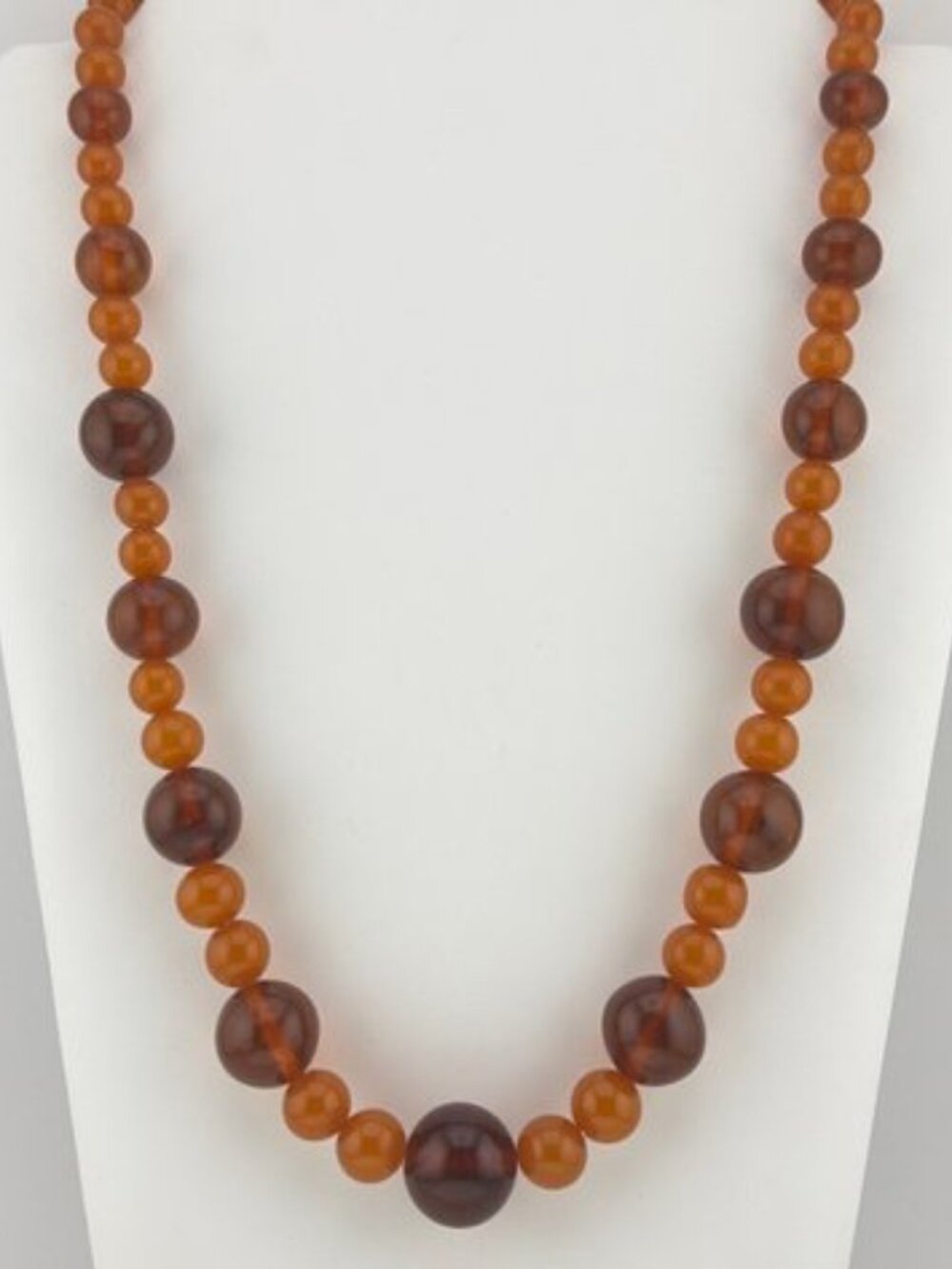 Vintage 14k Gold Clasp Natural Amber Bead Necklace 24"